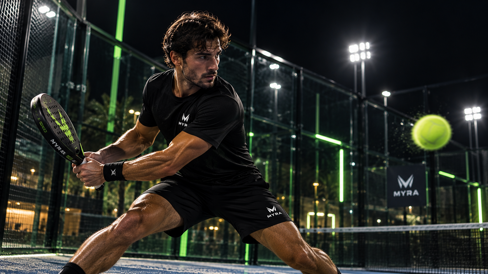 Raquete de padel de alta performance em quadra